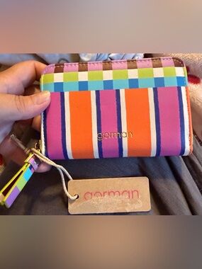 gorman Bright Multicolor Striped Wallet with Gold Logo